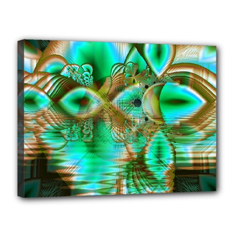 Spring Leaves, Abstract Crystal Flower Garden Canvas 16  x 12  (Framed) from UrbanLoad.com