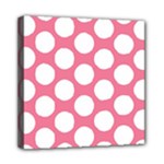 Pink Polkadot Mini Canvas 8  x 8  (Framed)