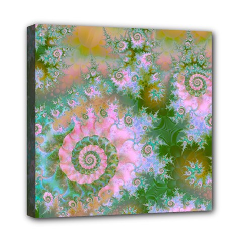 Rose Forest Green, Abstract Swirl Dance Mini Canvas 8  x 8  (Framed) from UrbanLoad.com