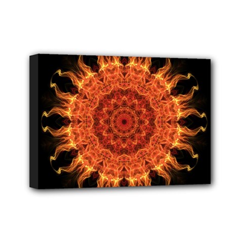 Flaming Sun Mini Canvas 7  x 5  (Framed) from UrbanLoad.com