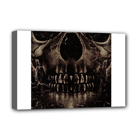 Skull Poster Background Deluxe Canvas 18  x 12  (Framed) from UrbanLoad.com