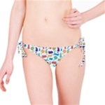 Blue Colorful Cats Silhouettes Pattern Bikini Bottoms