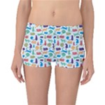 Blue Colorful Cats Silhouettes Pattern Boyleg Bikini Bottoms