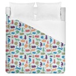 Blue Colorful Cats Silhouettes Pattern Duvet Cover Single Side (Full/Queen Size)