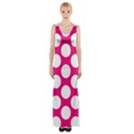 Pink Polkadot Maxi Thigh Split Dress