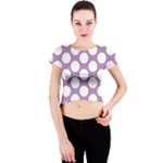 Lilac Polkadot Crew Neck Crop Top