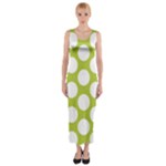 Spring Green Polkadot Fitted Maxi Dress