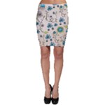Whimsical Flowers Blue Bodycon Skirts