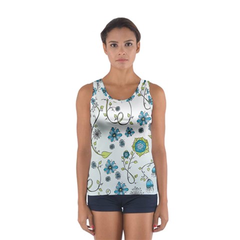 Blue Whimsical Flowers  on blue Tops from UrbanLoad.com