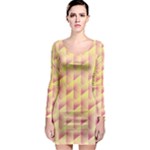 Geometric Pink & Yellow  Long Sleeve Bodycon Dress