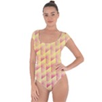 Geometric Pink & Yellow  Short Sleeve Leotard (Ladies)