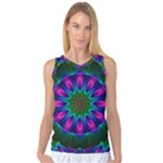 Star Of Leaves, Abstract Magenta Green Forest Women s Basketball Tank Top