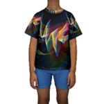 Northern Lights, Abstract Rainbow Aurora Kid s Short Sleeve Swimwear
