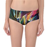 Northern Lights, Abstract Rainbow Aurora Mid-Waist Bikini Bottoms