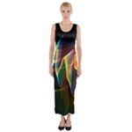 Northern Lights, Abstract Rainbow Aurora Fitted Maxi Dress