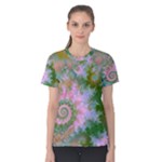 Rose Forest Green, Abstract Swirl Dance Women s Cotton Tee