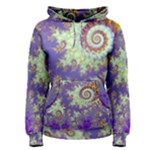 Sea Shell Spiral, Abstract Violet Cyan Stars Women s Pullover Hoodie