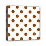 Polka Dots - Brown on White Mini Canvas 6  x 6  (Stretched)