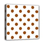 Polka Dots - Brown on White Mini Canvas 8  x 8  (Stretched)