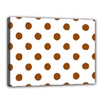Polka Dots - Brown on White Canvas 16  x 12  (Stretched)