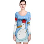 Snowman Long Sleeve Velvet Bodycon Dress