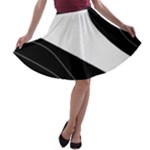 White and black decorative design A-line Skater Skirt