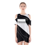 White and black decorative design Cutout Shoulder Dress