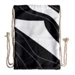 White and black decorative design Drawstring Bag (Large)