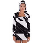 White and black decorative design Women s Long Sleeve Hooded T-shirt