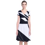 White and black decorative design Short Sleeve Front Wrap Dress