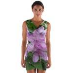 Purple Rhododendron Flower Wrap Front Bodycon Dress