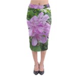 Purple Rhododendron Flower Midi Pencil Skirt