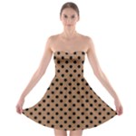 Polka Dots - Black on French Beige Strapless Bra Top Dress