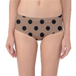 Polka Dots - Black on French Beige Mid-Waist Bikini Bottoms