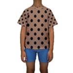 Polka Dots - Black on French Beige Kid s Short Sleeve Swimwear