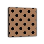 Polka Dots - Black on French Beige Mini Canvas 4  x 4  (Stretched)