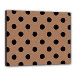 Polka Dots - Black on French Beige Canvas 20  x 16  (Stretched)