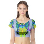 Peacock Tabby Short Sleeve Crop Top (Tight Fit)
