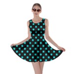 Polka Dots - Cyan on Black Skater Dress
