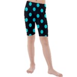 Polka Dots - Cyan on Black Kid s Mid Length Swim Shorts
