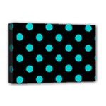Polka Dots - Cyan on Black Deluxe Canvas 18  x 12  (Stretched)