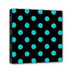 Polka Dots - Cyan on Black Mini Canvas 6  x 6  (Stretched)