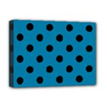 Polka Dots - Black on Cerulean Deluxe Canvas 16  x 12  (Stretched)