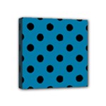 Polka Dots - Black on Cerulean Mini Canvas 4  x 4  (Stretched)
