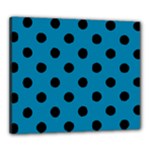 Polka Dots - Black on Cerulean Canvas 24  x 20  (Stretched)