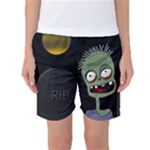 Halloween zombie on the cemetery Women s Basketball Shorts