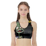 Halloween zombie on the cemetery Sports Bra with Border