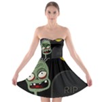 Halloween zombie on the cemetery Strapless Bra Top Dress