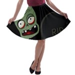 Halloween zombie on the cemetery A-line Skater Skirt