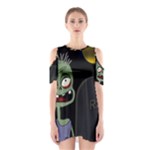 Halloween zombie on the cemetery Cutout Shoulder Dress